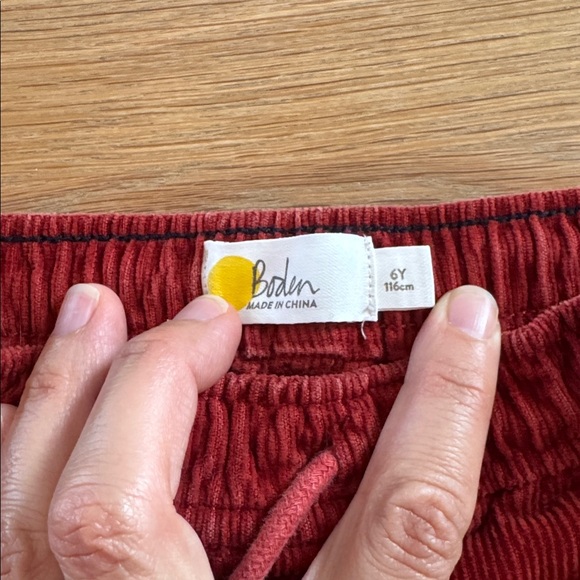 Mini Boden Red Corduroy Kids Joggers - Picture 2 of 3